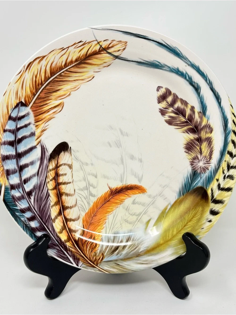 3pc Pier 1 Imports Ironstone Salad Plate 8.75” Maple Grove Birch Forest Feather